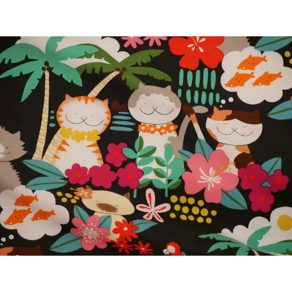 Handmade Hawaiian Cats Standard Set of Pillowcases, Alexander Henry Cotton